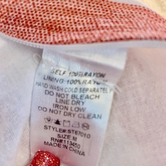 Lulumari Pants Medium White Rayon Red Stripe Lightweight Beach Side Zip Beltloop - Picture 12 of 16